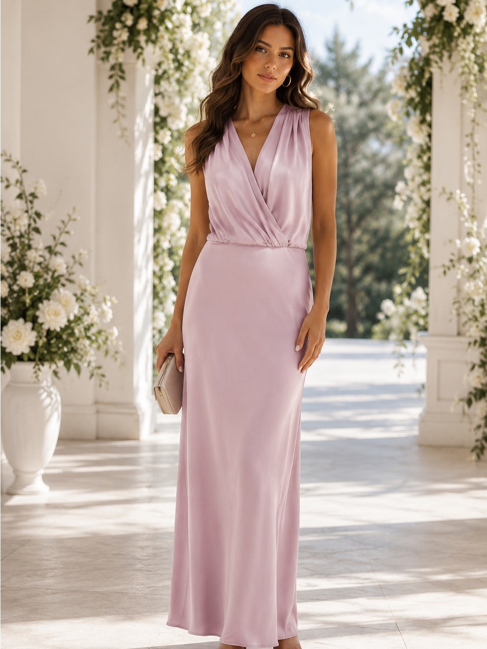 NEW Favorite Daughter Nita Sleeveless Satin Maxi Dress Pastel Lavender 6